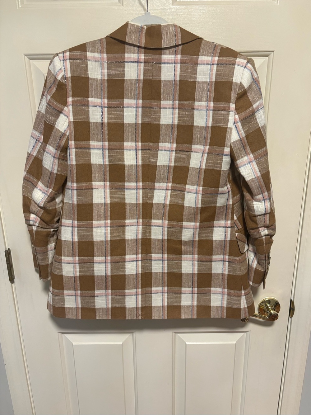 Veronica Beard Beacon double-breasted checked cotton-blend blazer Sz 6 - Picture 6 of 7